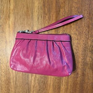 Pink Coach Leather Wristlet